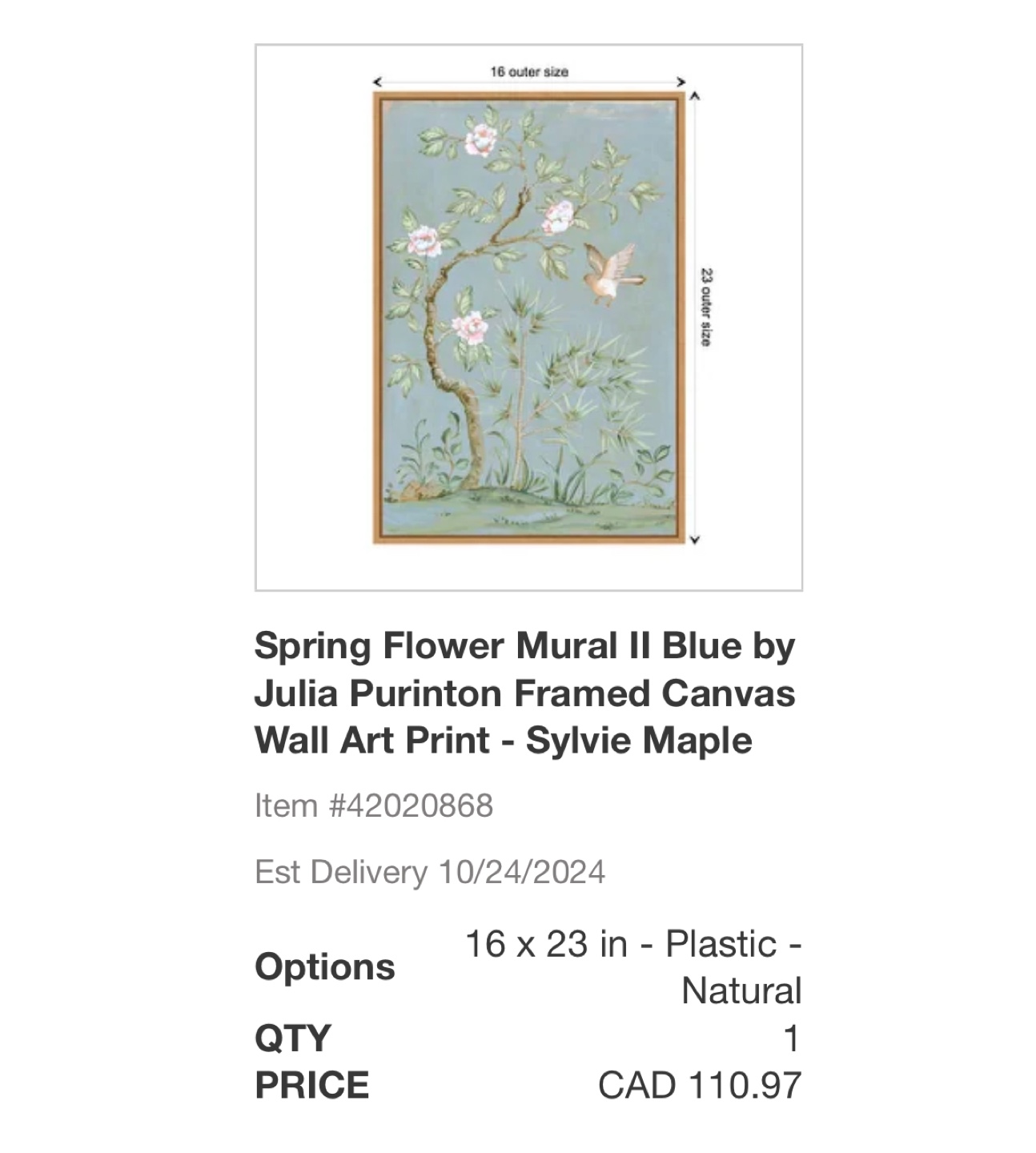 Spring Flower Mural II Blue Framed Canvas Wall Art Print
