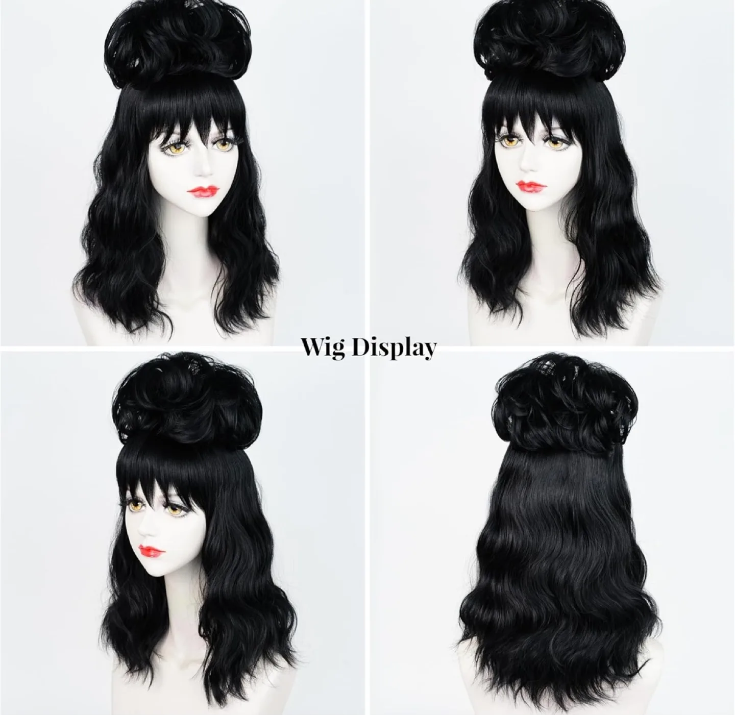 Black Wig with Detachable Bun (Beetlejuice style) image indicator(2)