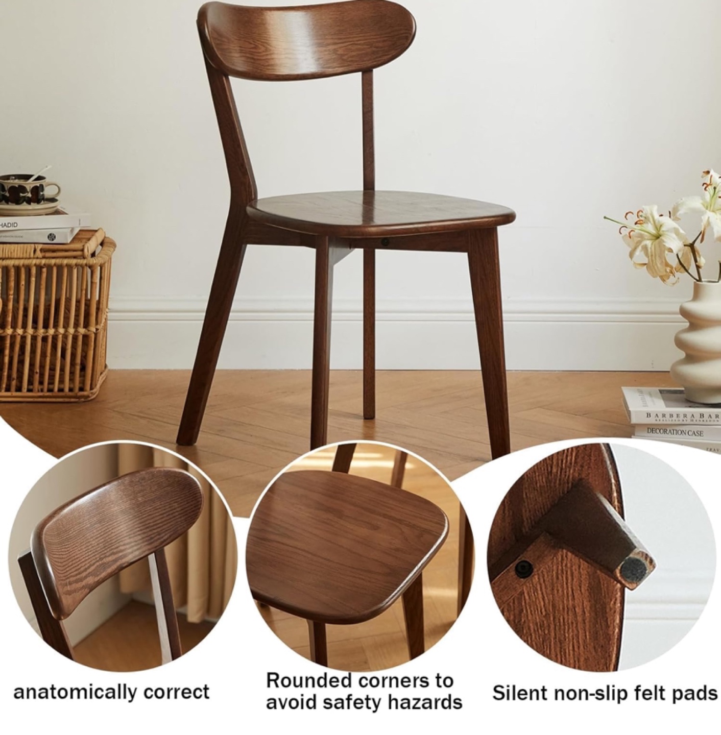 Vadisun 100% Solid Oak  with Curved Backrest Walnut - photo 3