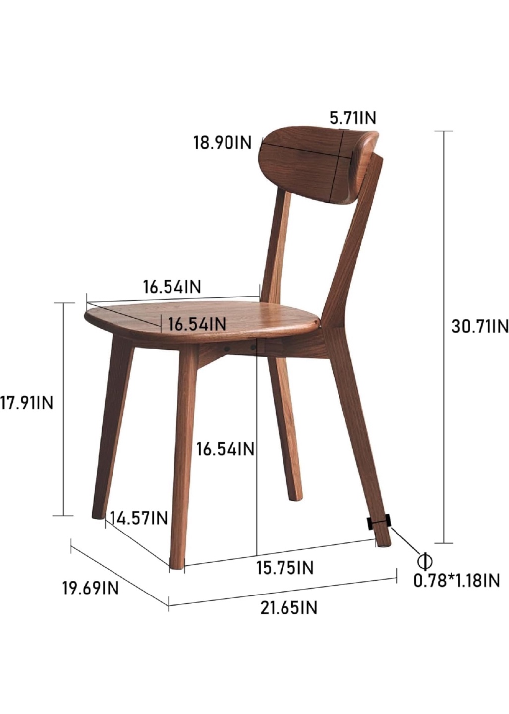 Vadisun 100% Solid Oak  with Curved Backrest Walnut - photo 4