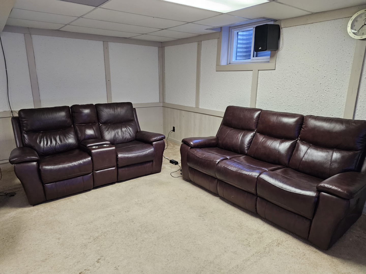 Leather Reclining Sofa and Love Seat