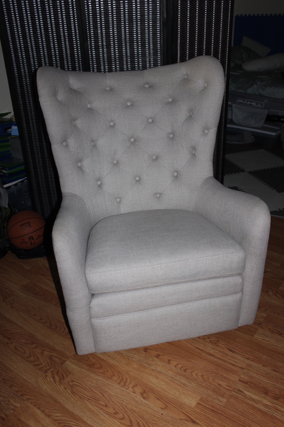 Gray Swivel Rocking Chair w/ Button Tufting - Great Condition