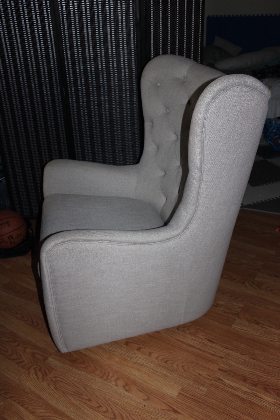 Gray Swivel Rocking Chair w/ Button Tufting - Great Condition - photo 3