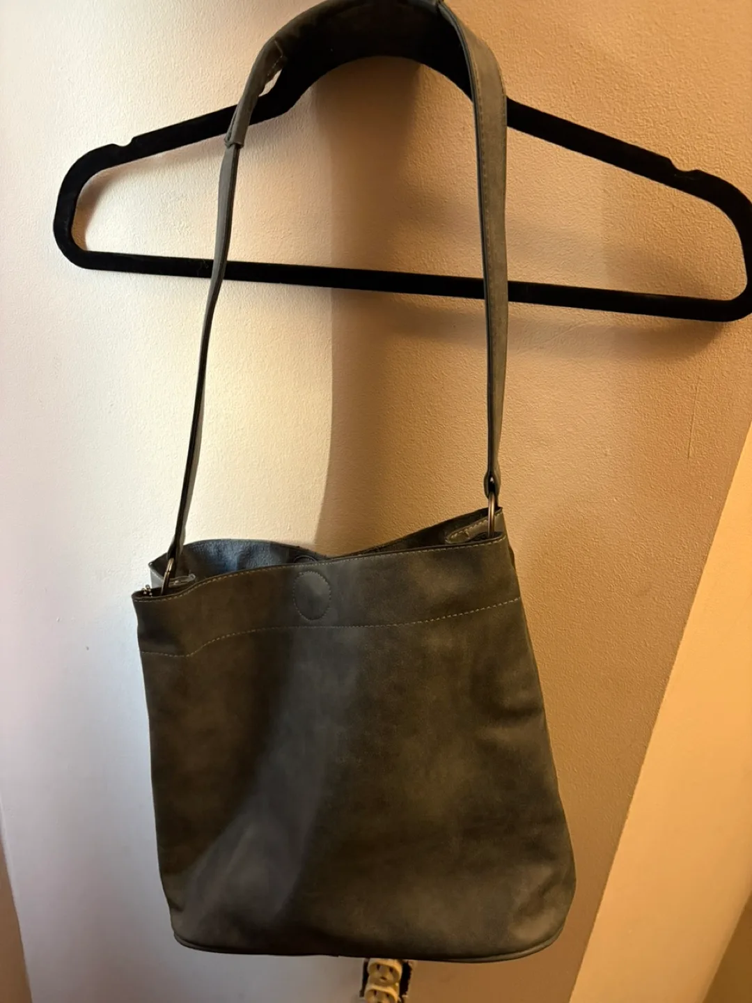 BlueGrey Faux Suede Crossbody Bag