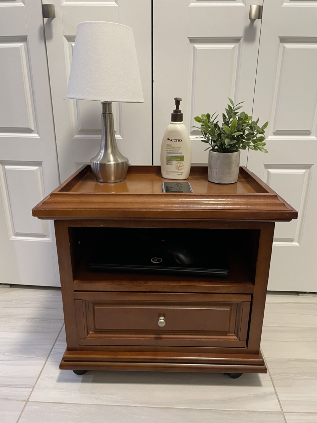 Nightstand with Drawer and Shelf