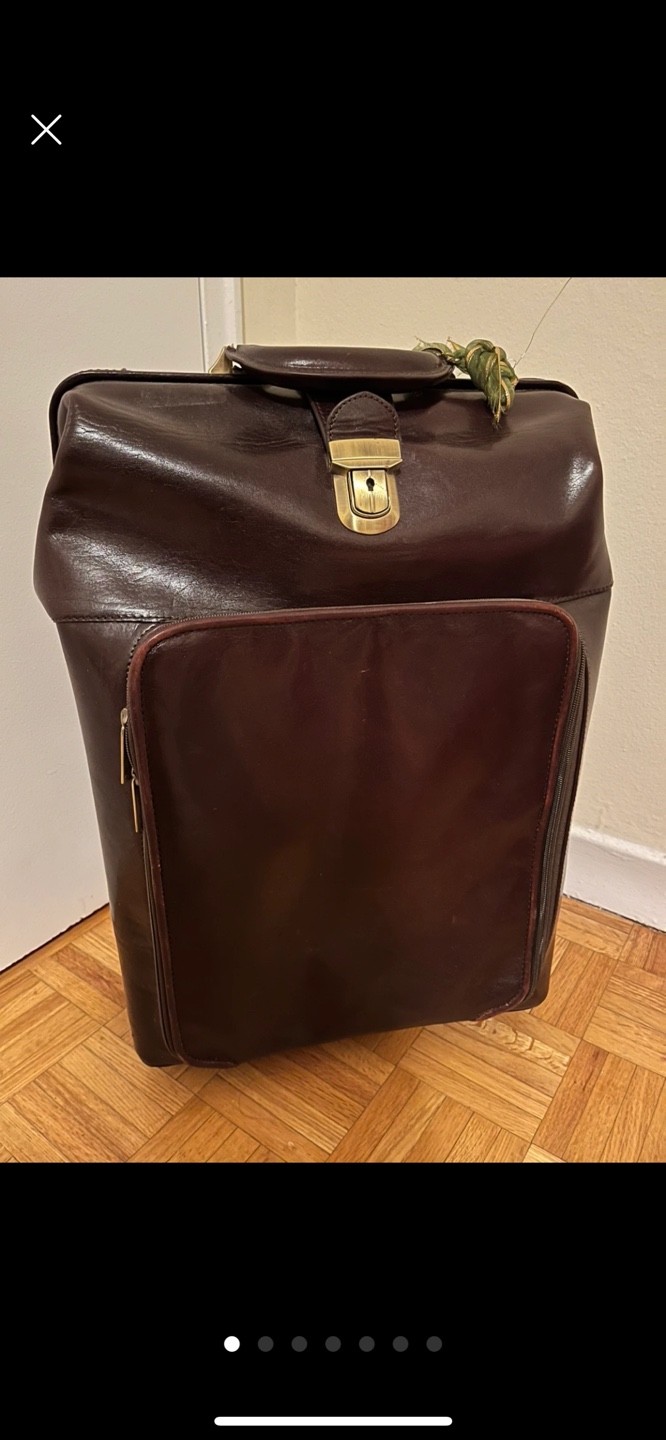 Vintage Rolling Leather Suitcase