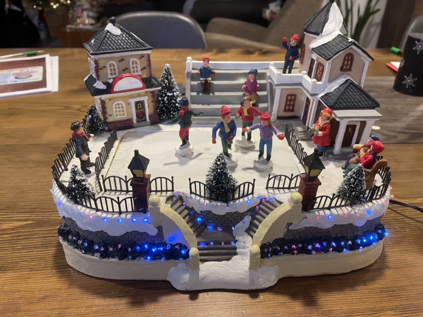 Animated Christmas Village - Skating Scene - 11 inches