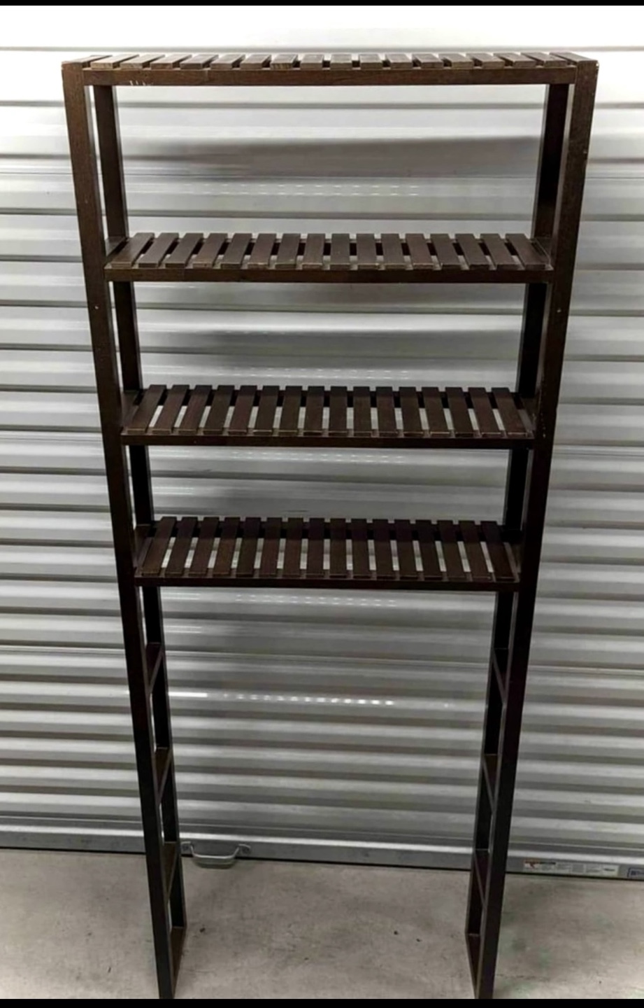 Wooden over-the-toilet shelf