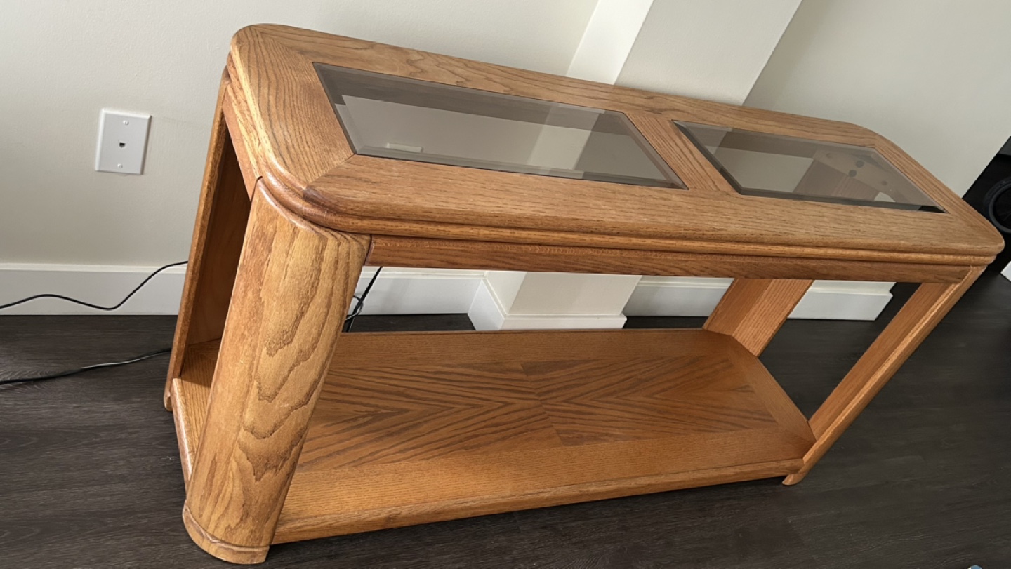 Wooden Console Table with Glass Top