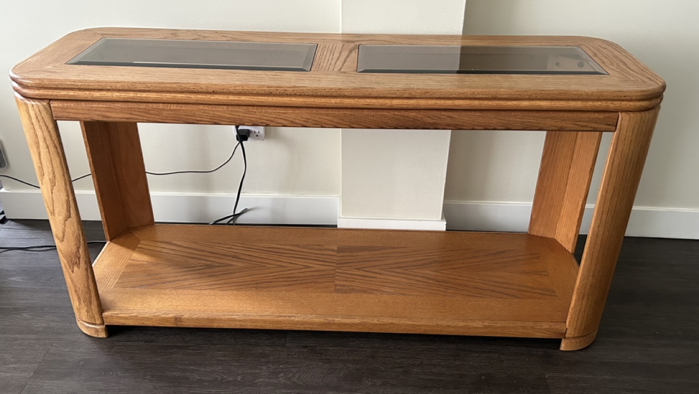 Wooden Console Table with Glass Top - photo 2