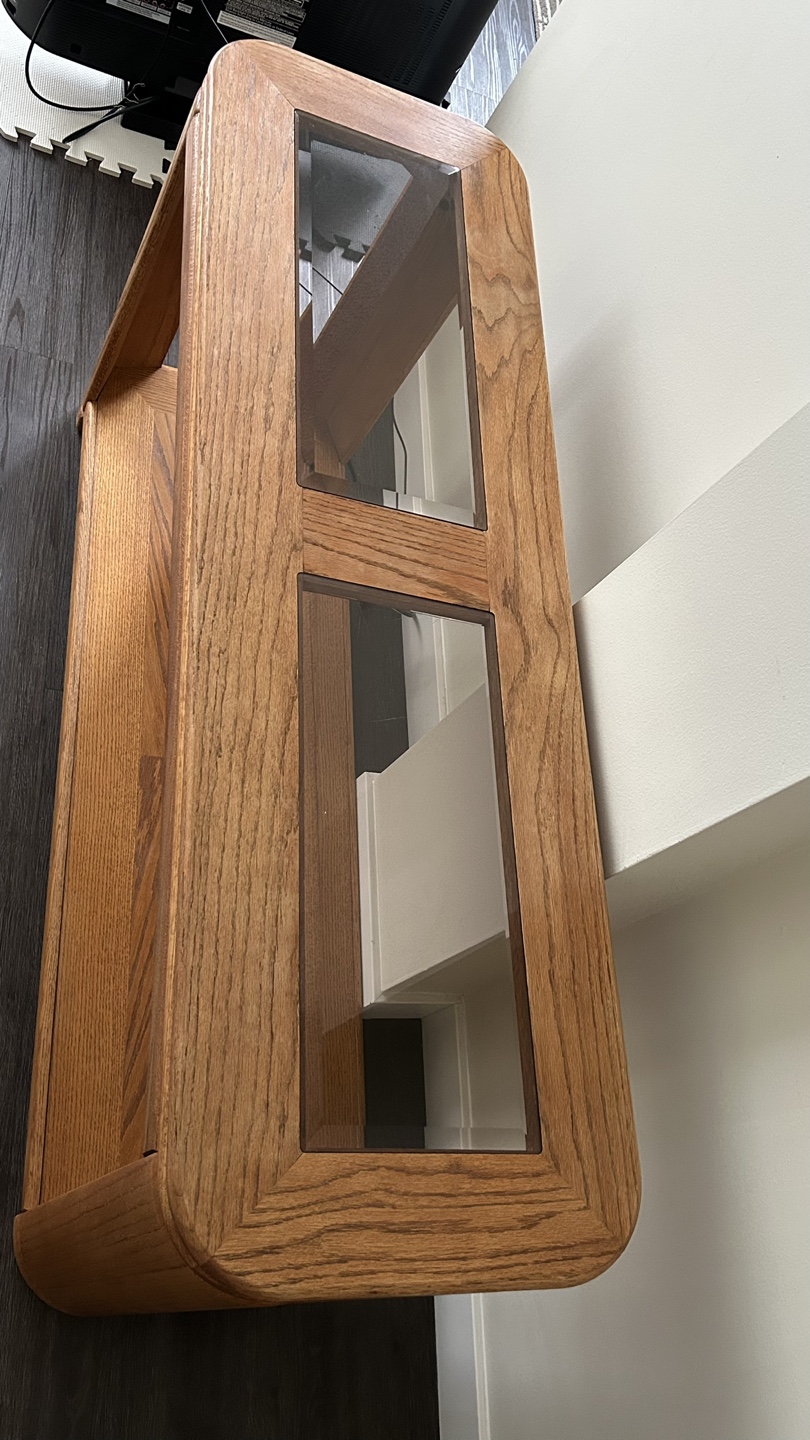 Wooden Console Table with Glass Top - photo 5