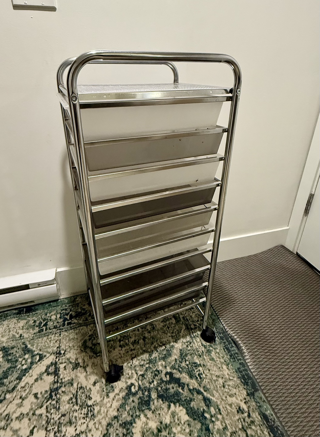Metal Rolling Cart with Drawers