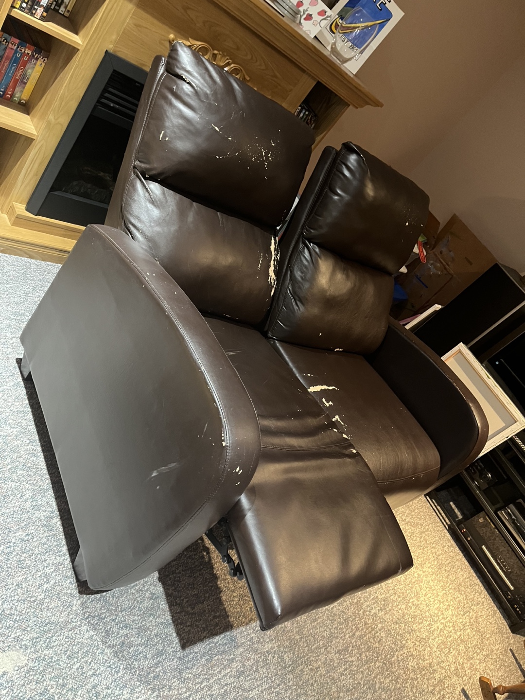 FREE- Brown Faux Leather Recliner Loveseat - photo 3