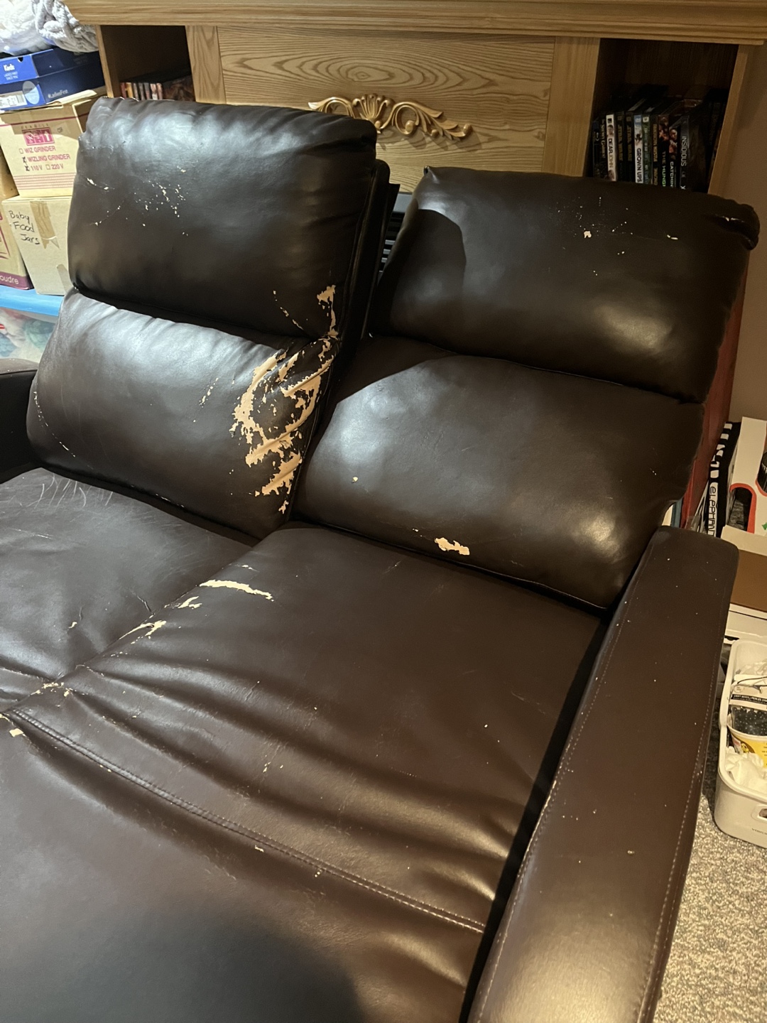FREE- Brown Faux Leather Recliner Loveseat - photo 4