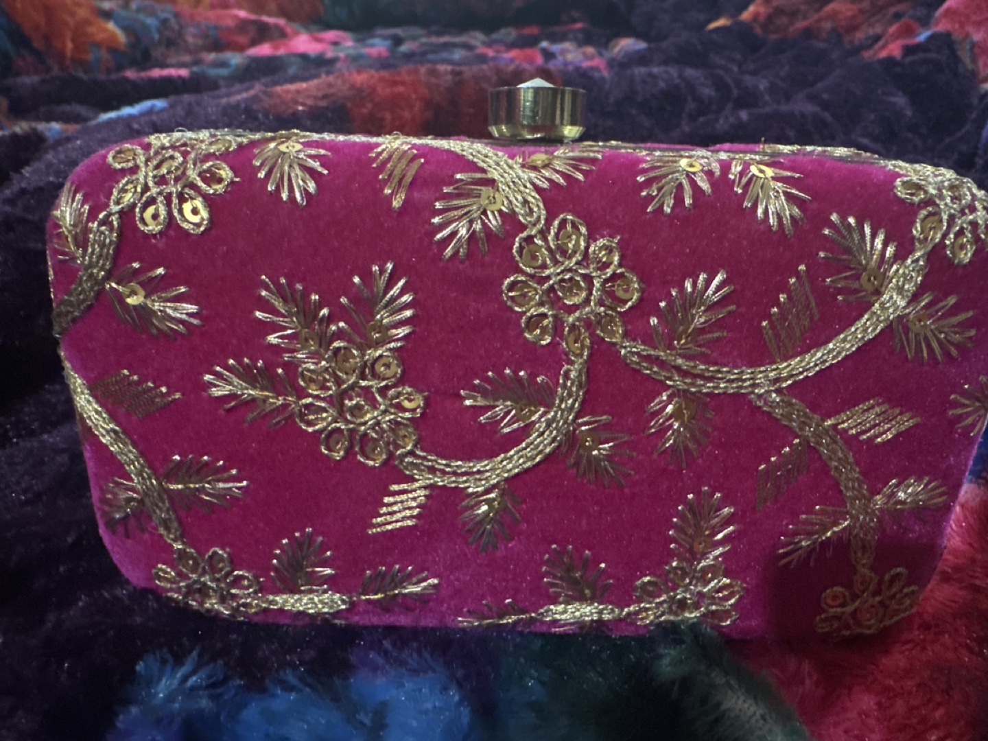 Pink Velvet Clutch