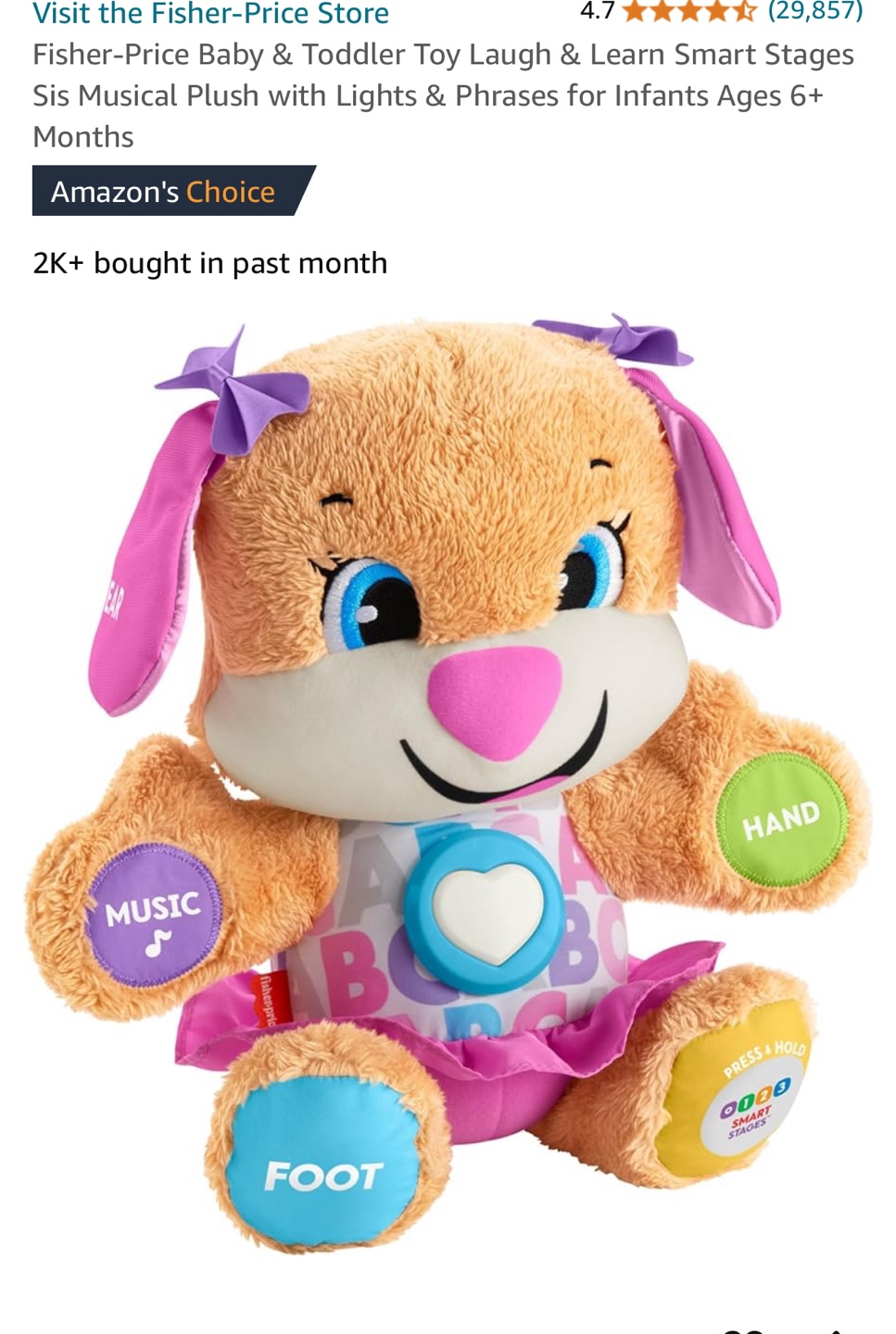 Fisher-Price Laugh & Learn Smart Stages Sis Plush Toy
