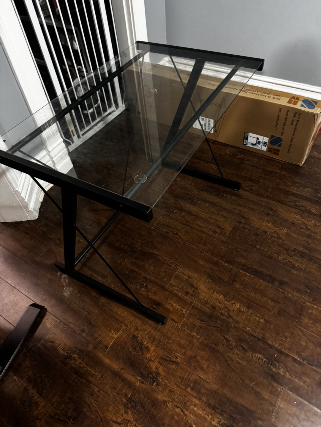 Glass Desk with Black Metal Frame - photo 2