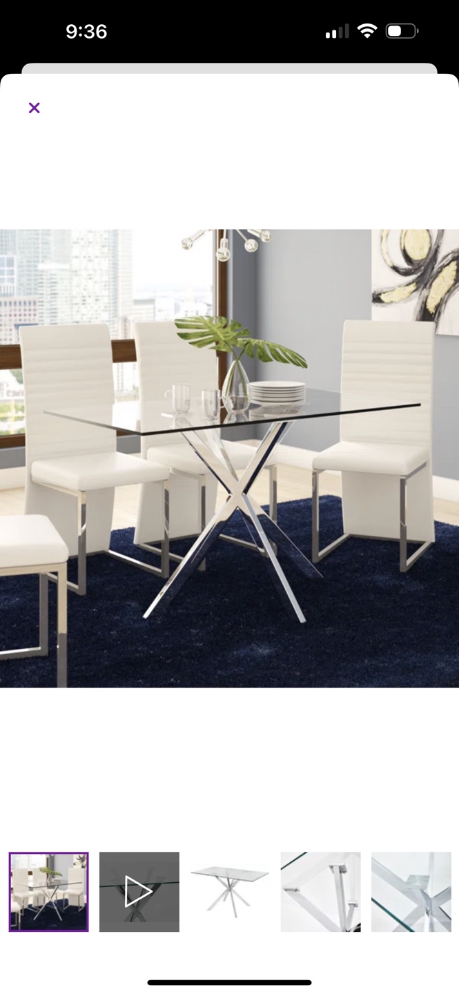 Glass Dining Table + 4 Chairs