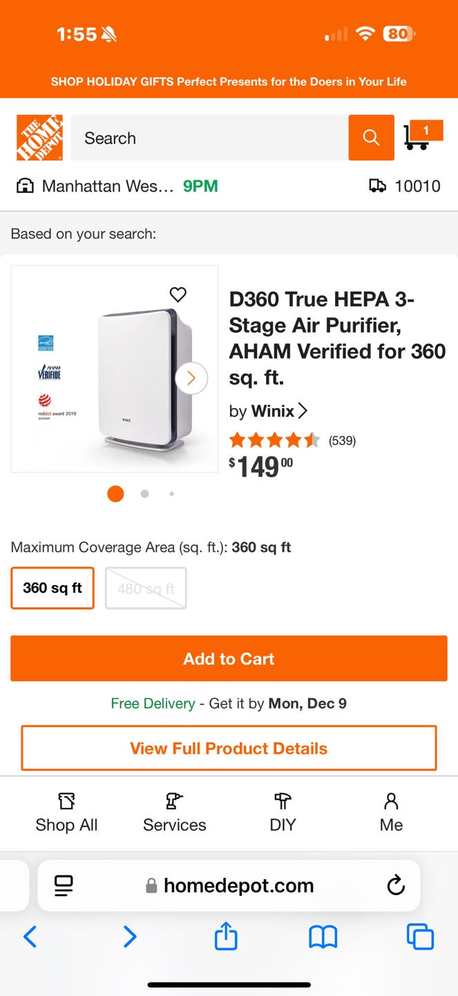 Winix D360 True HEPA 3-Stage Air Purifier - photo 3