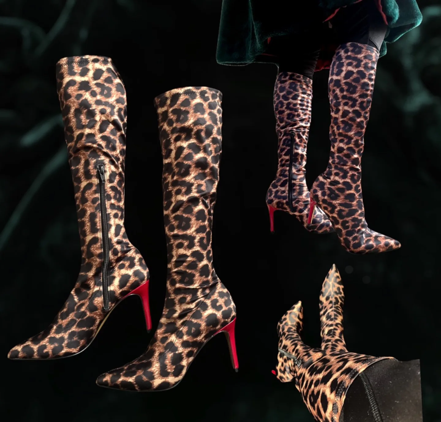 Leopard Print Knee-High Boots image indicator(3)