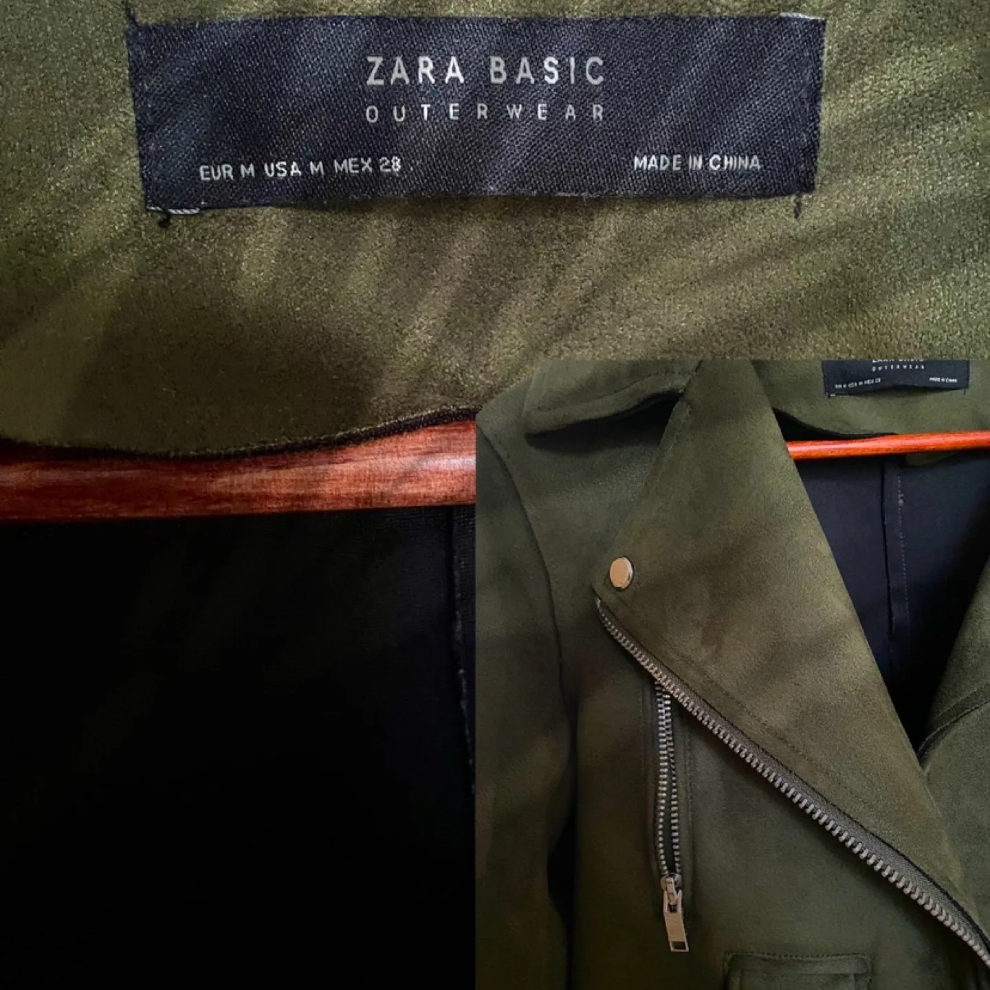 Zara Basic Green Suede Jacket image indicator(3)