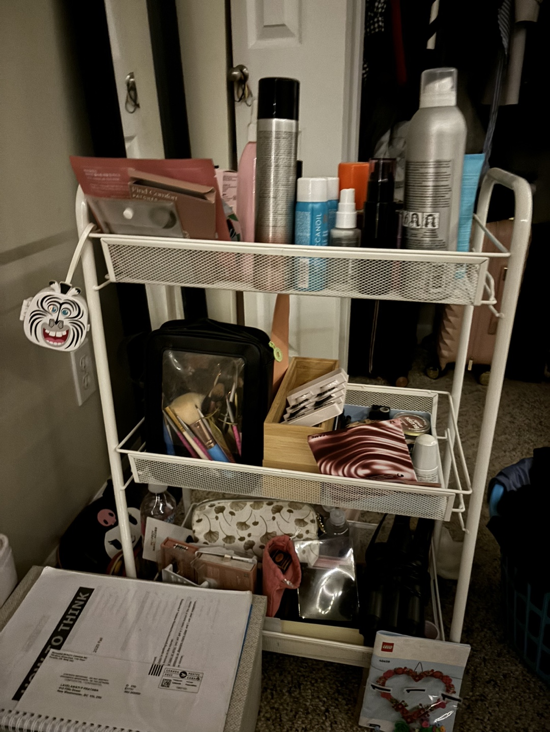 White 3-Tier Rolling Cart