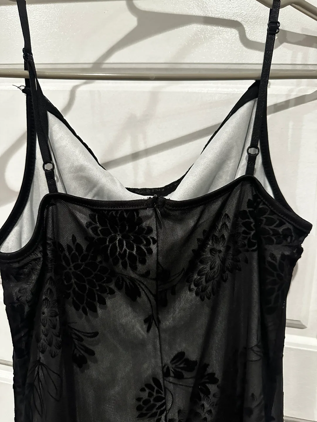 Black Floral Velvet Slip Style Dress image indicator(3)