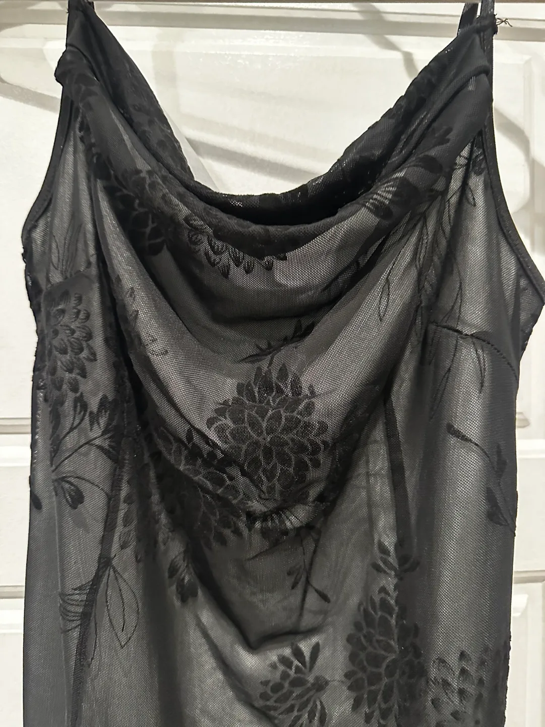 Black Floral Velvet Slip Style Dress image indicator(2)