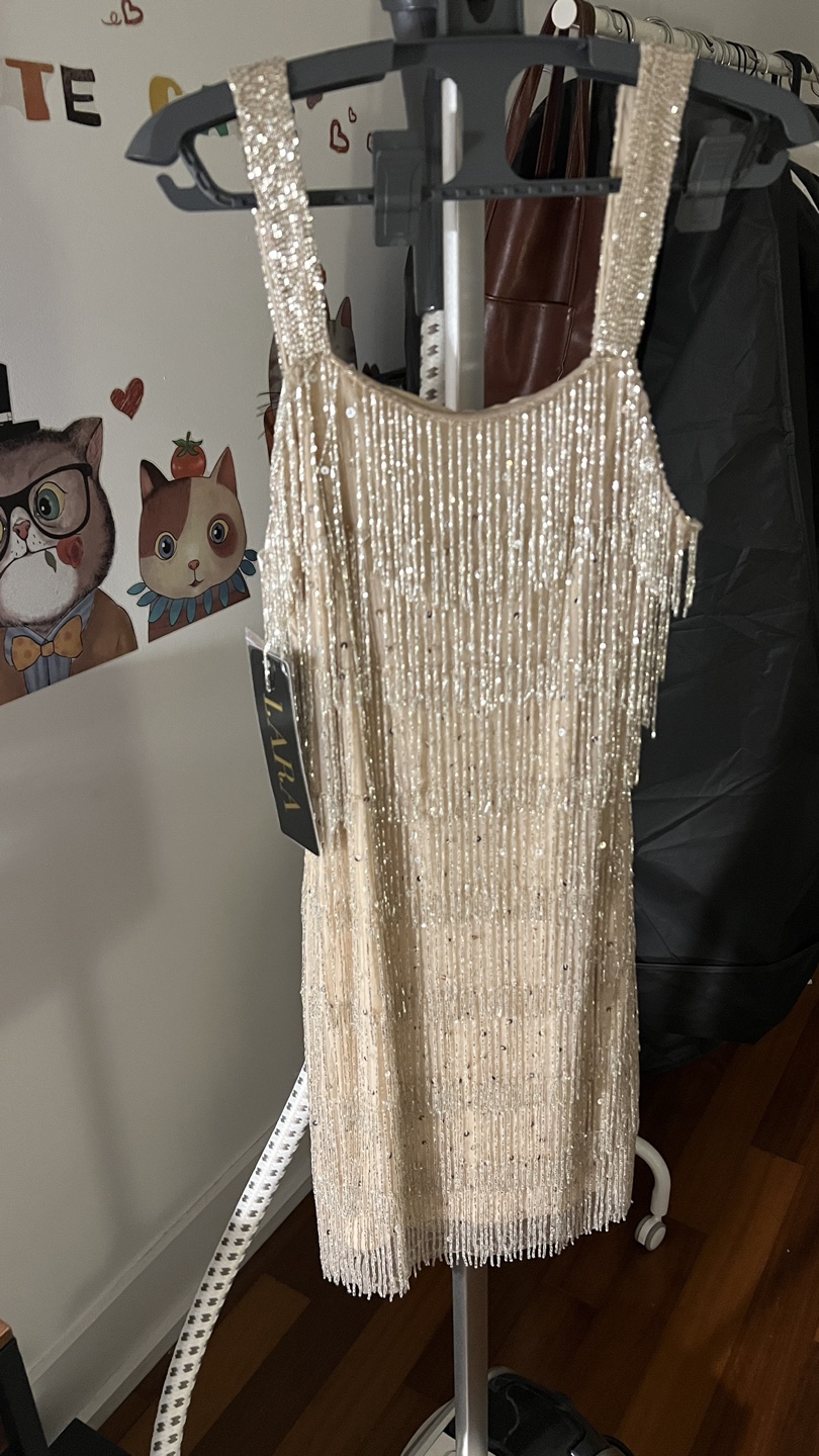 Lara Beaded Fringe Cocktail Dress Size 6 - photo 2