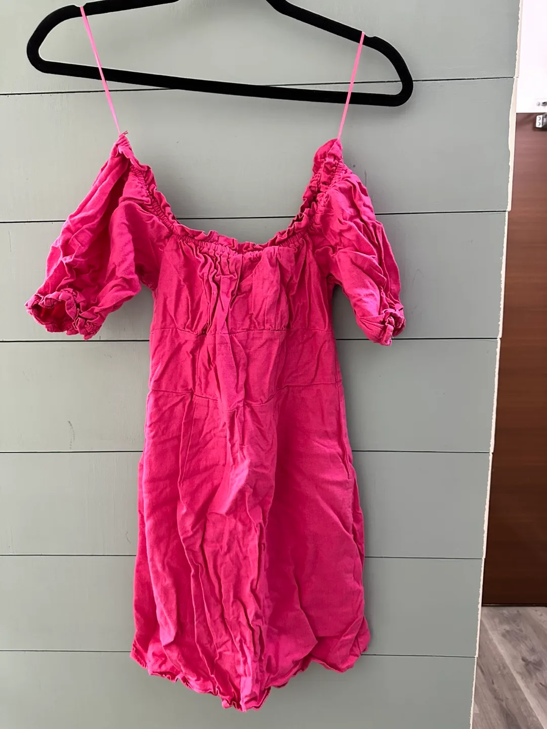 Pink Off the Shoulder Mini Dress thumbnail
