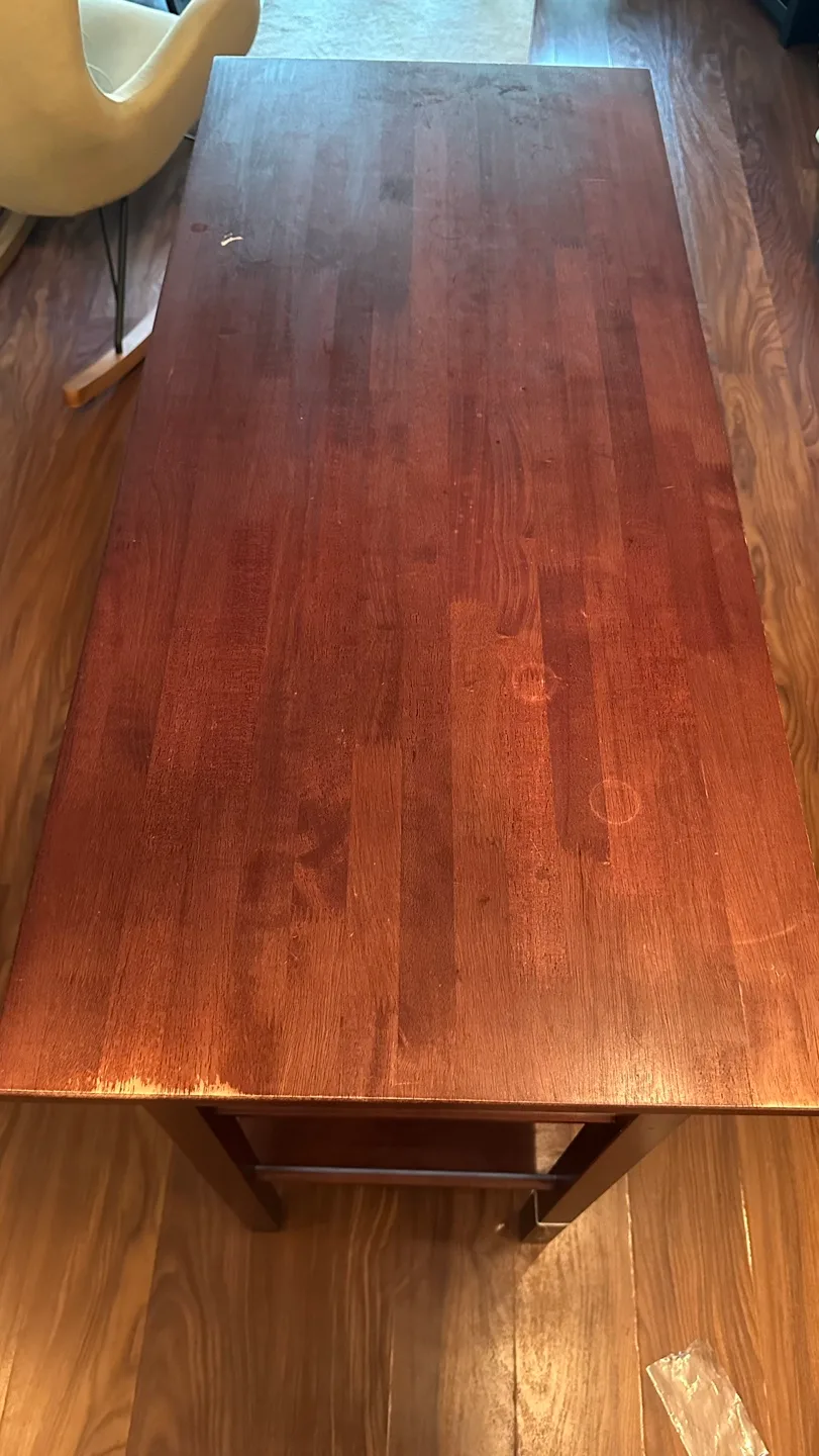 Wooden island table with Storage Shelf thumbnail
