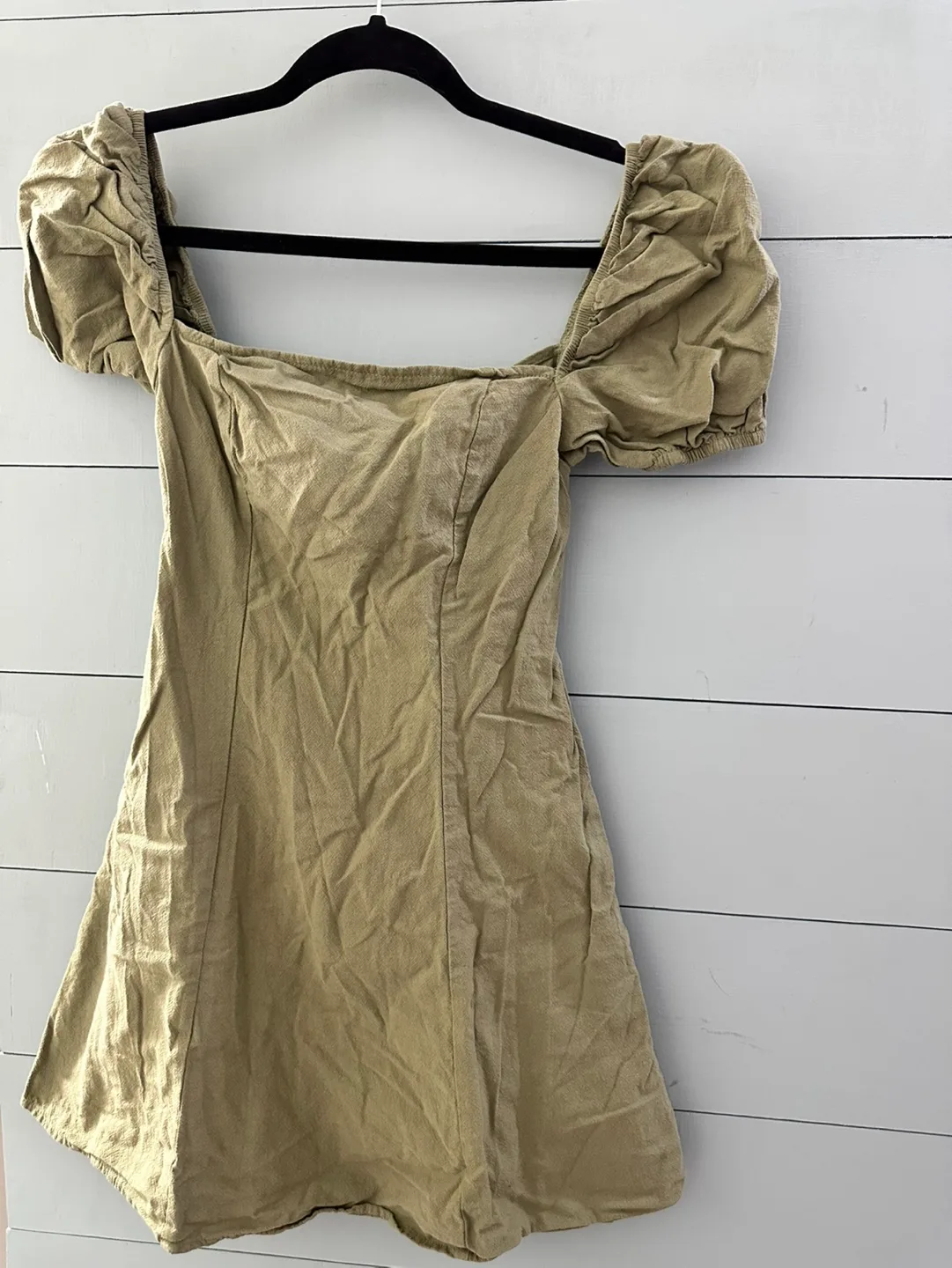 Green Puff Sleeve Mini Dress thumbnail