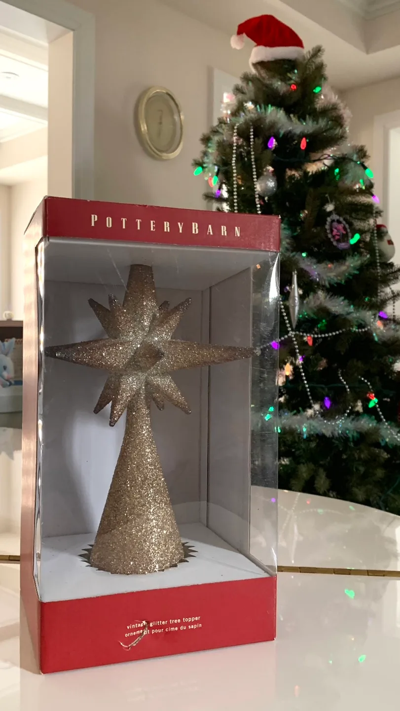 Pottery Barn Vintage Glitter Star & Tree Topper image indicator(4)