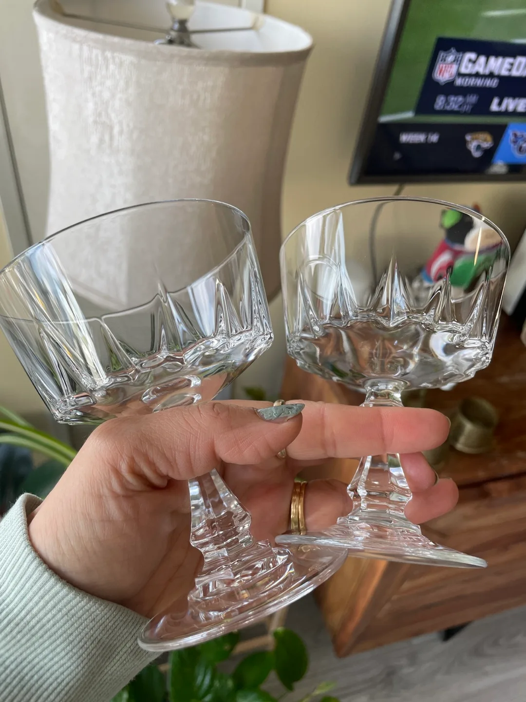 Xmas sale  Set of 5 Crystal dessert Flutes image indicator(4)