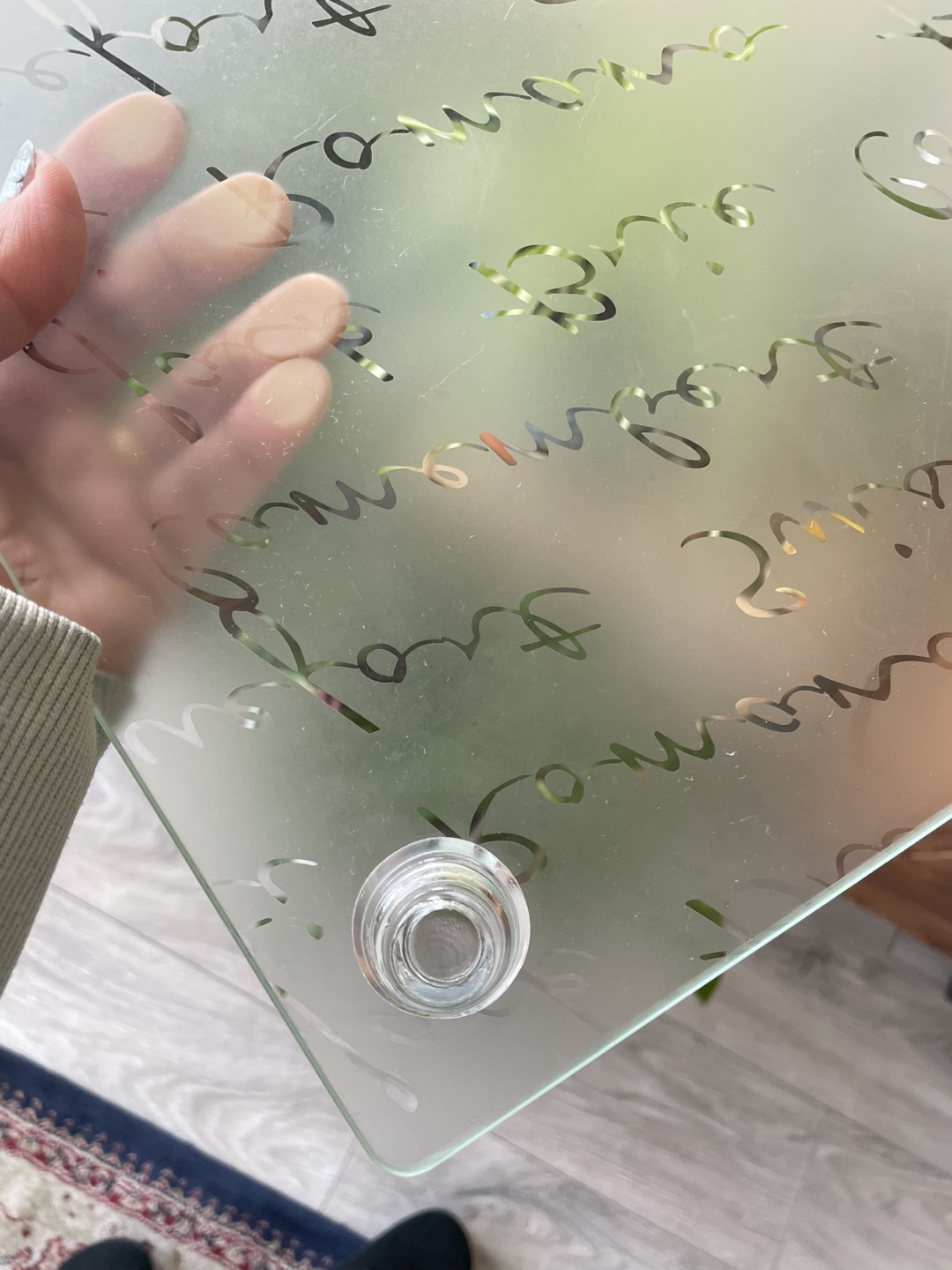 Square Glass Cheese board transparent with 4 foot - photo 3