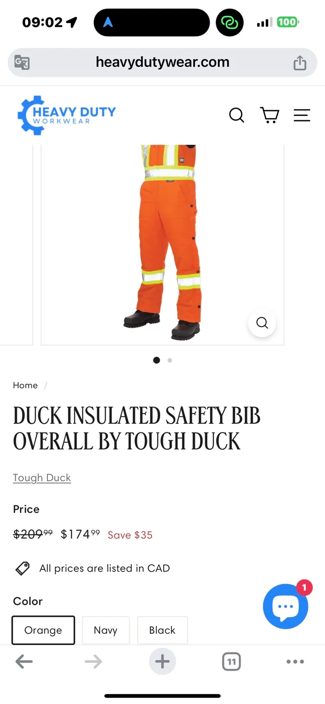 Tough Duck Insulated Safety Bib Overall thumbnail