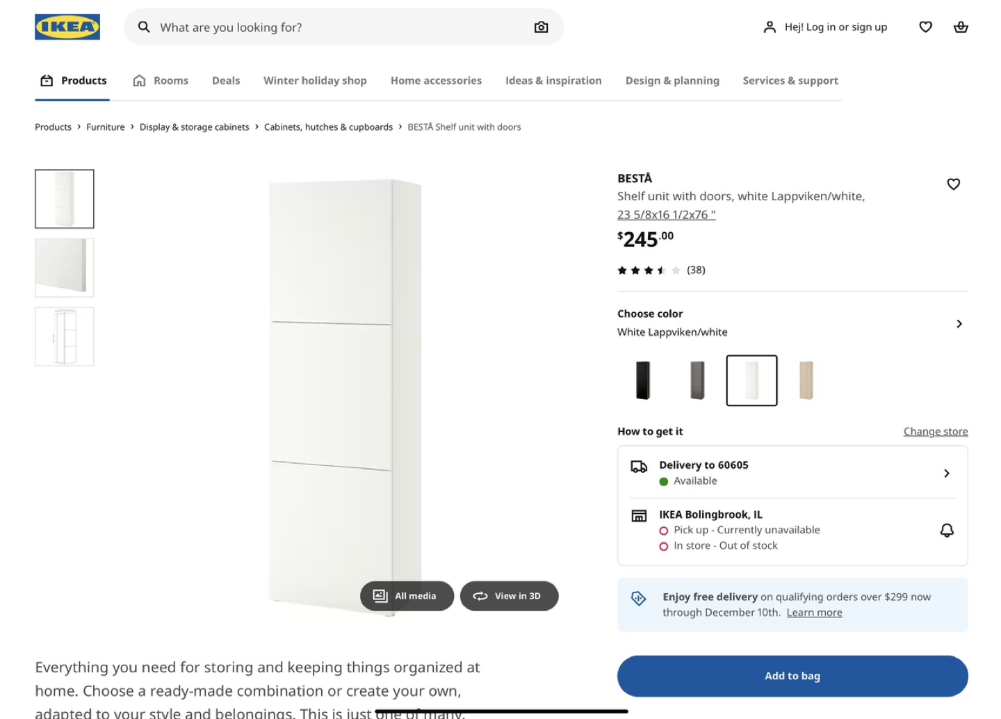 IKEA BESTÅ Shelf Unit with Doors - White - photo 2