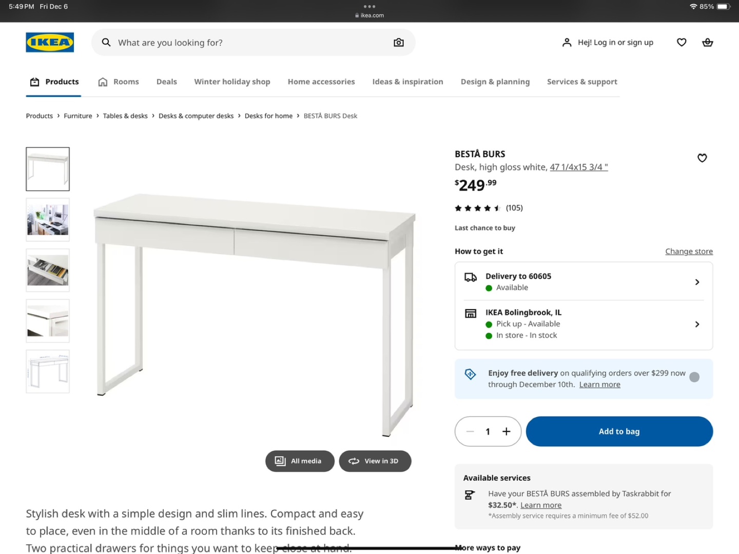 IKEA BESTÅ BURS Computer Desk & Gray Computer Chair - photo 4