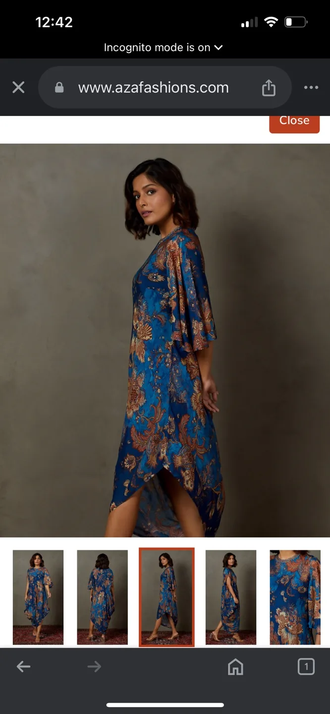 Indian Designer Ritu Kumar Floral Kaftan Dress image indicator(3)