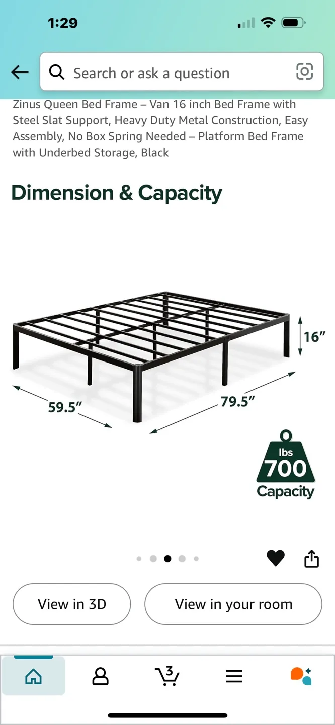 Zinus metal queen bed frame thumbnail