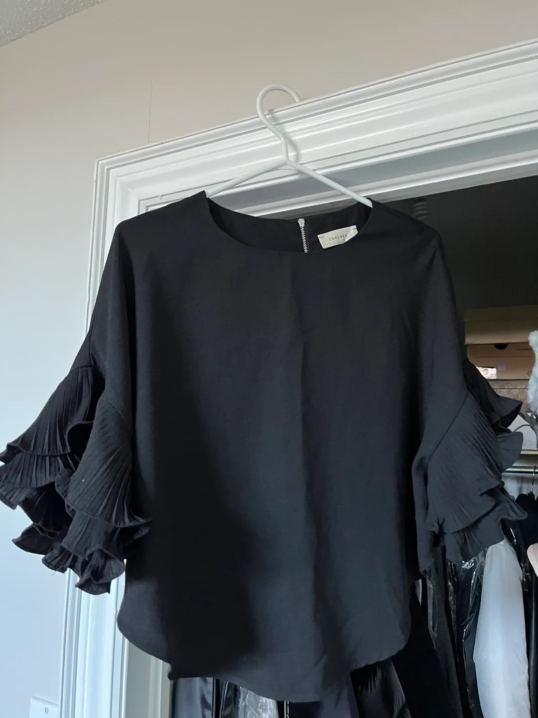 Black Blouse with Ruffle Sleeves thumbnail