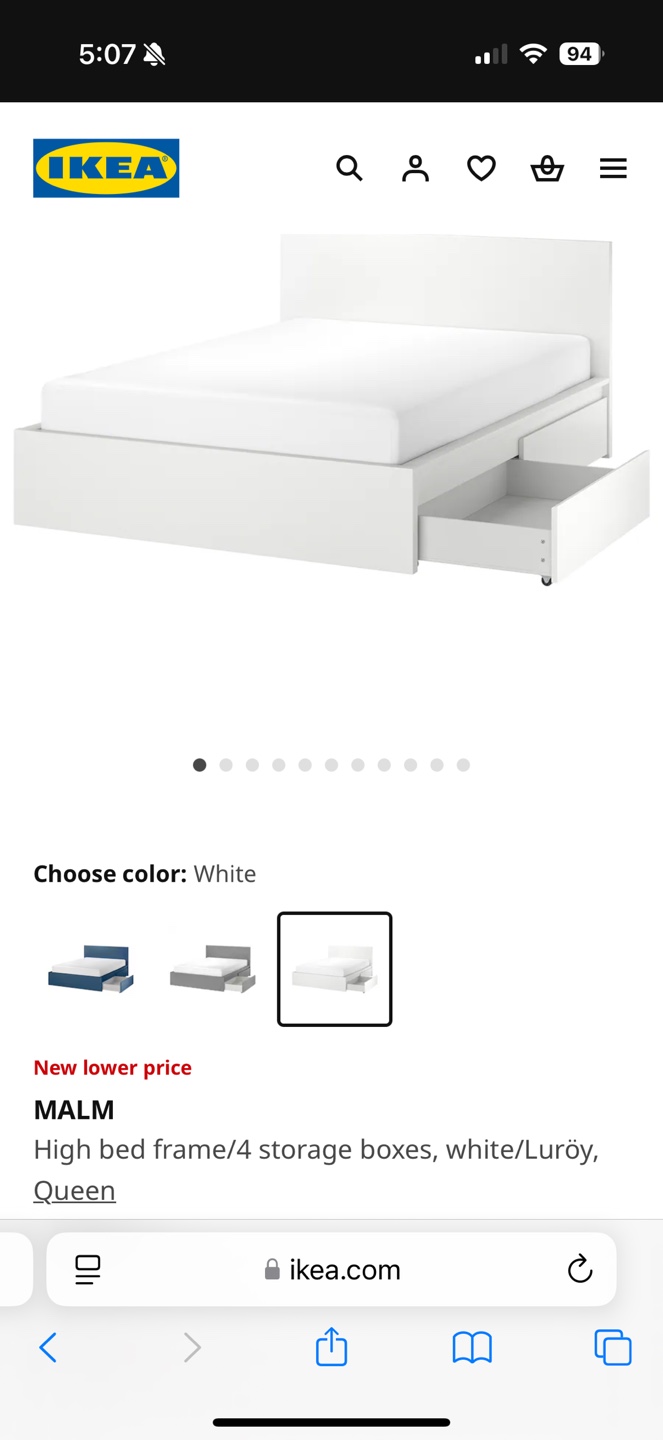 IKEA MALM Queen Bed Frame with Storage
