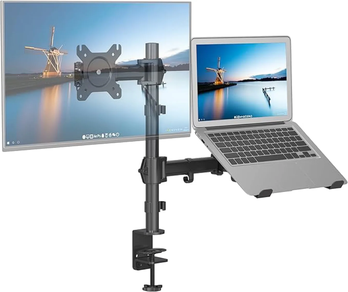 Dual Monitor Desk Mount with Laptop Stand image indicator(3)