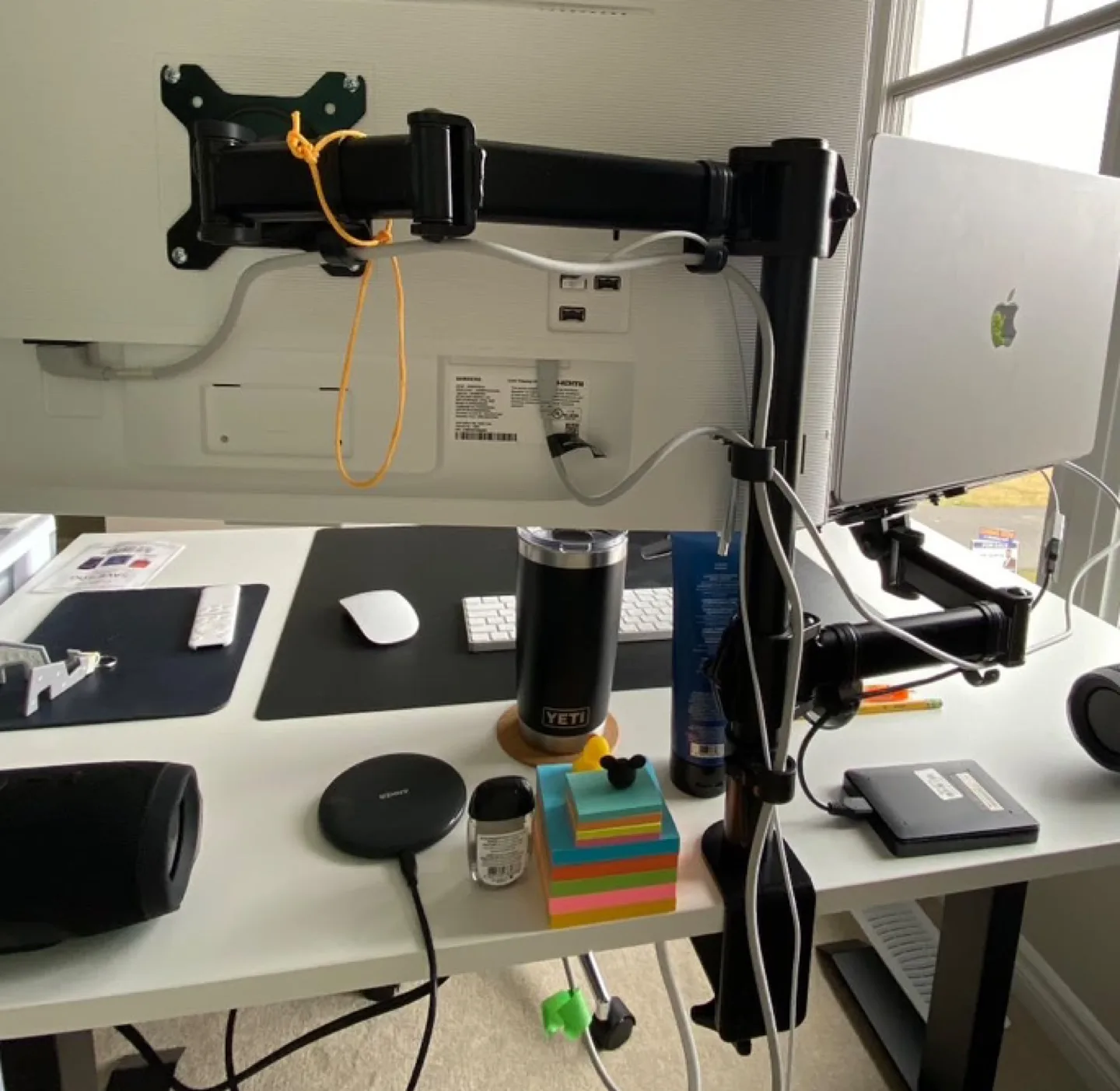 Dual Monitor Desk Mount with Laptop Stand image indicator(2)