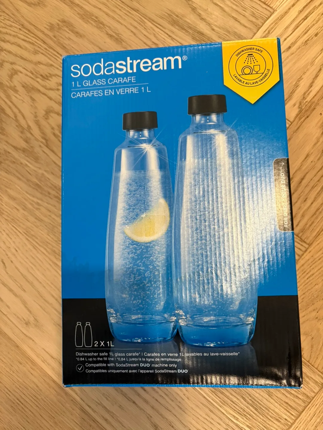 SodaStream 1L Glass Carafe - 2 Pack