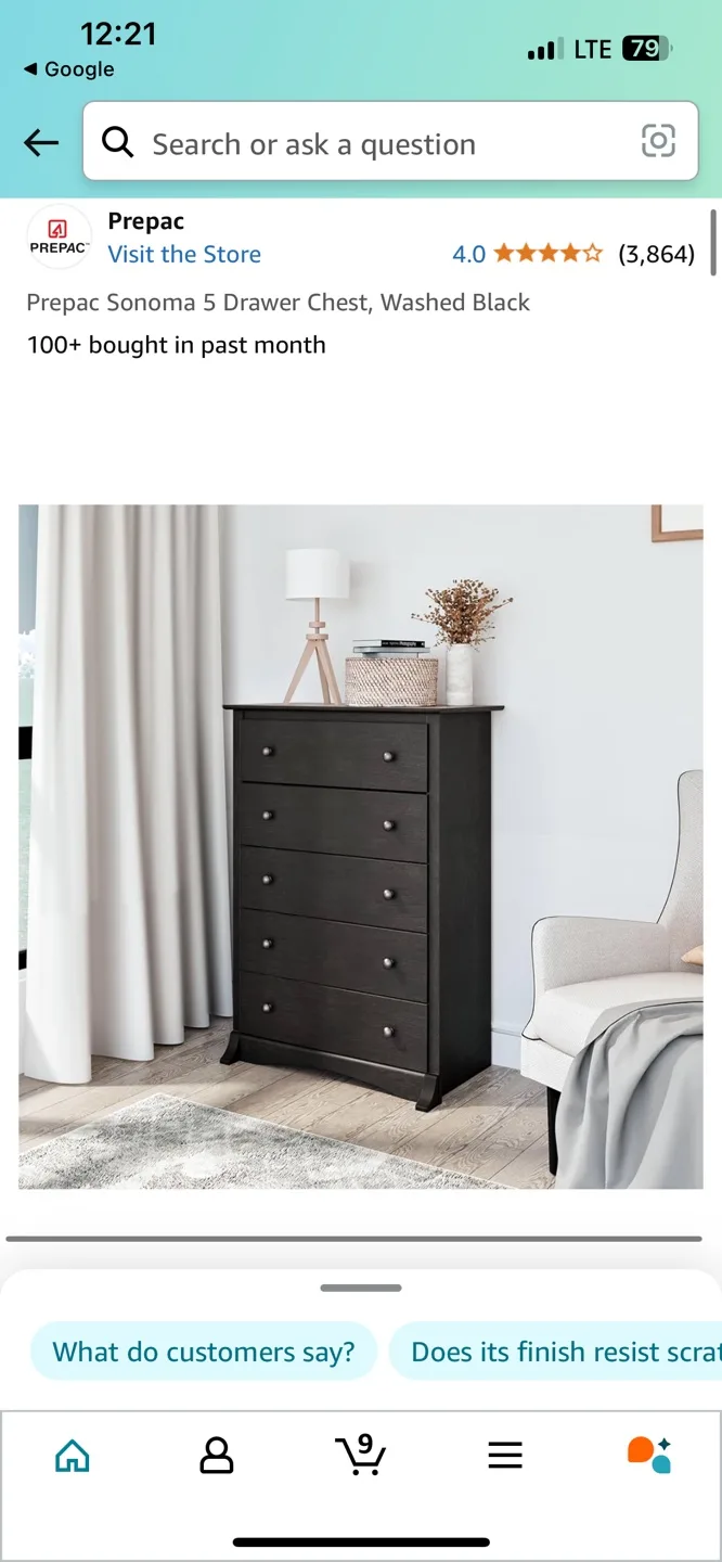 Prepac Sonoma 5 Drawer Chest - Washed Black thumbnail