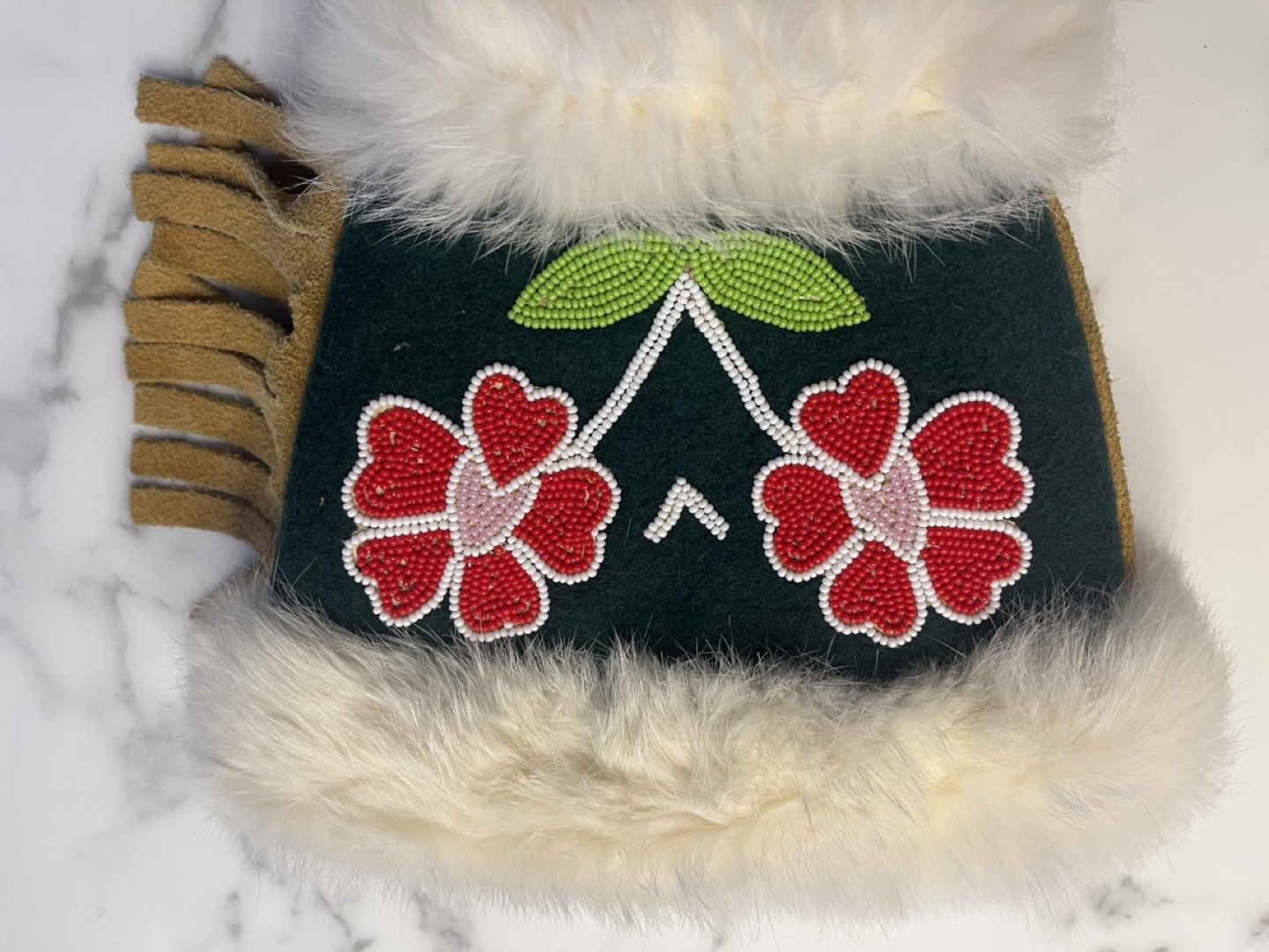 Vintage Beaded Suede Mittens - photo 3