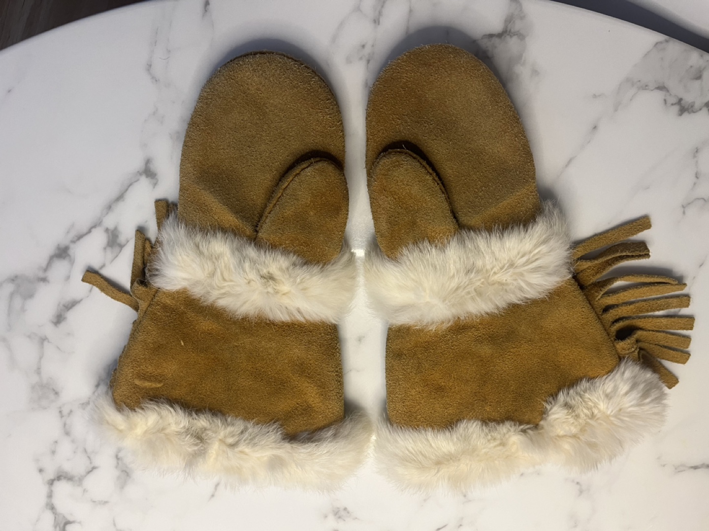 Vintage Beaded Suede Mittens - photo 2