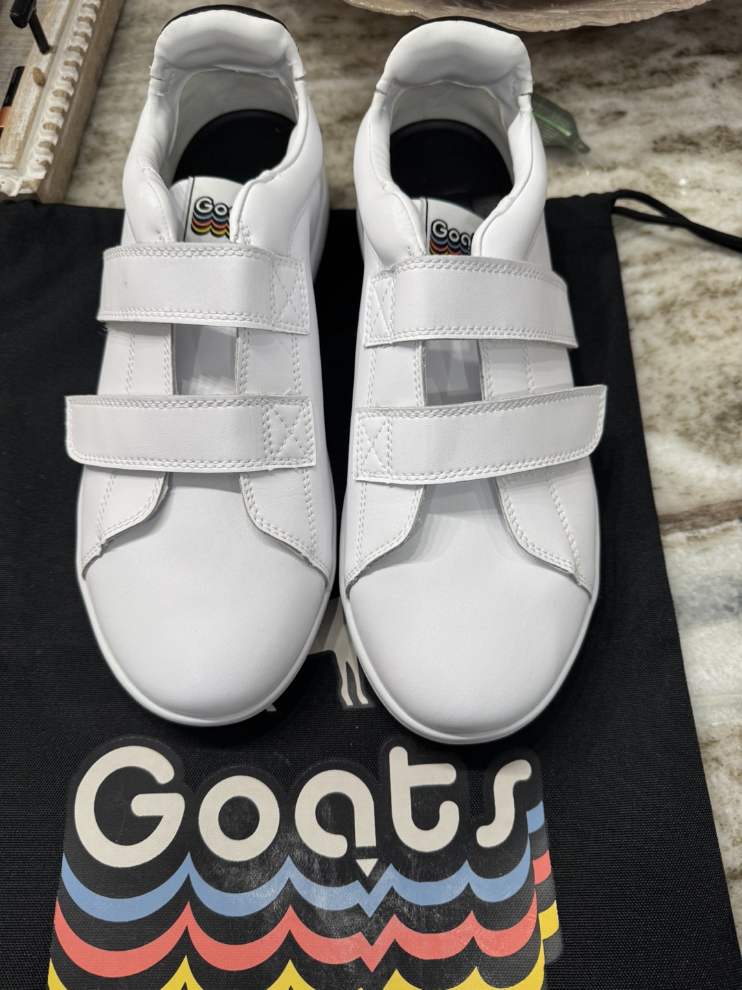 Goats White Leather Sneakers Size 10.5 - photo 3