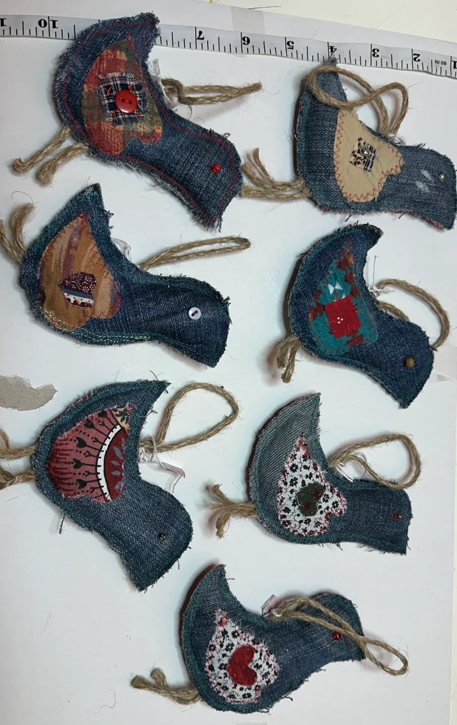 Handmade Denim Bird and Angel Ornaments image indicator(3)